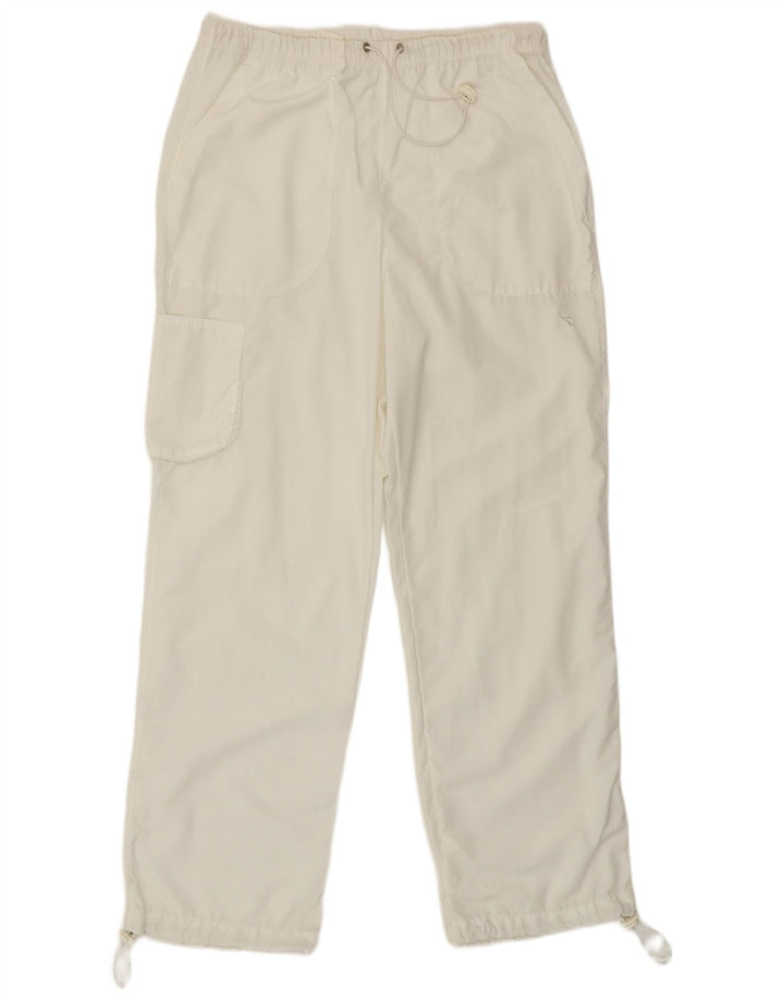 DIADORA Womens Cargo Tracksuit Trousers UK 10 Small  White Polyester