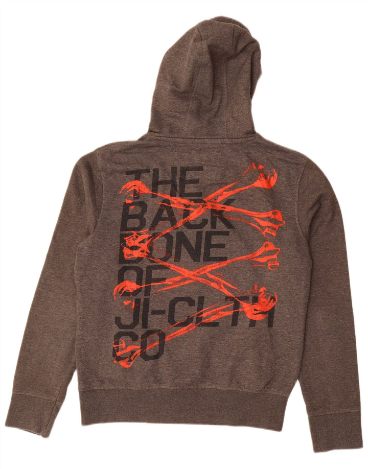 Jack & Jones Mens Graphic Hoodie Jumper Medium Grey Cotton