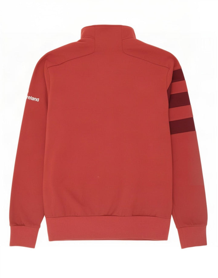 Adidas Mens Graphic Zip Neck Sweatshirt Jumper Large Red Polyester