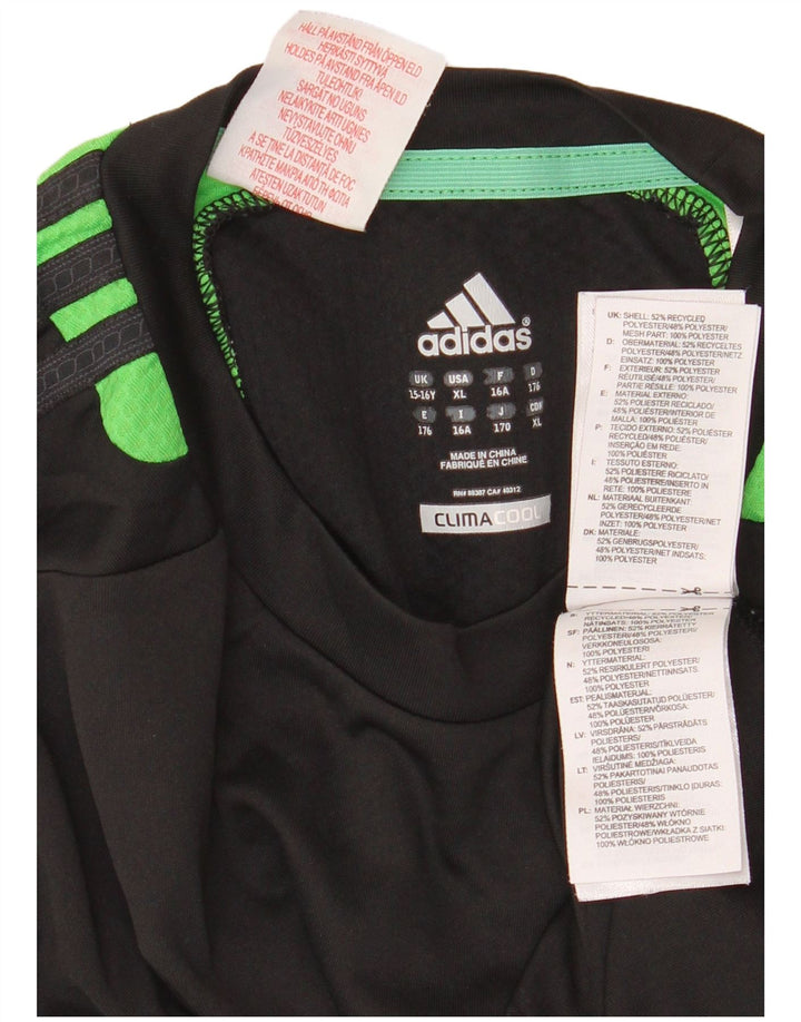 Adidas Boys Climacool T-Shirt Top 15-16 Years Black Colourblock Polyester