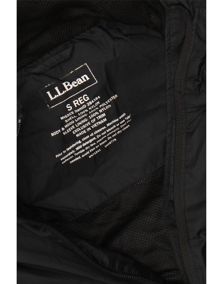 L.L.BEAN Womens Oversized Hooded Rain Jacket UK 10 Small Black Nylon