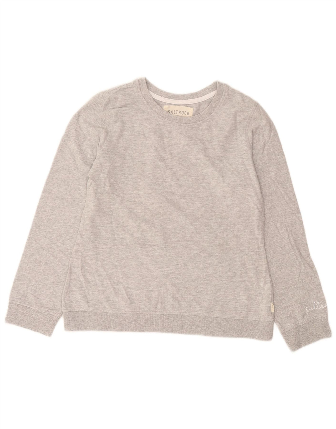 Saltrock Womens Sweatshirt Jumper UK 10 Small Grey Flecked Cotton