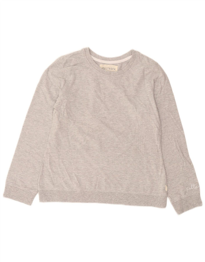 Saltrock Womens Sweatshirt Jumper UK 10 Small Grey Flecked Cotton
