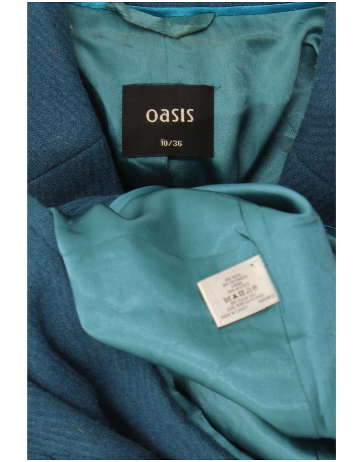 Oasis Womens Overcoat UK 10 Small Blue Wool