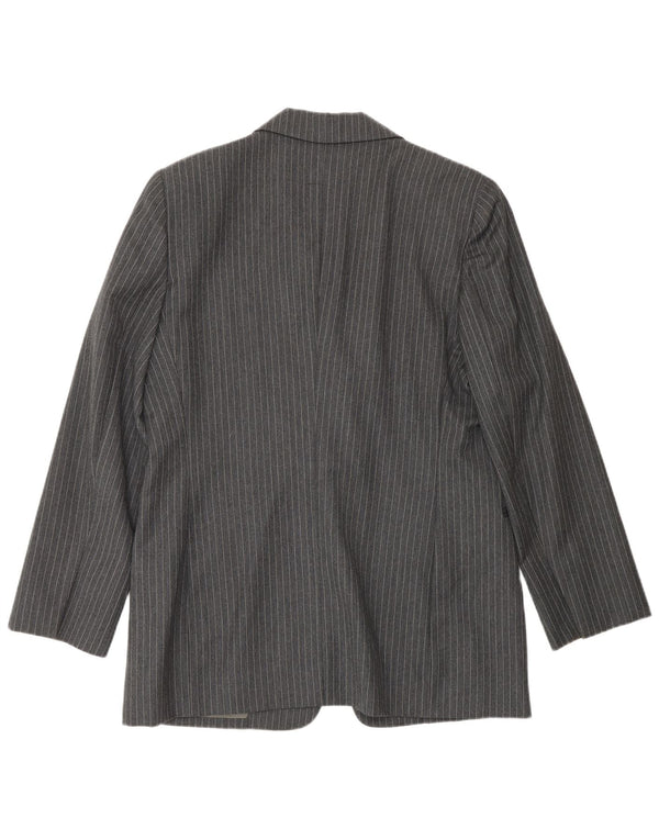 Ferre Womens 001 1 Button Blazer Jacket UK 16 Large Grey Pinstripe Acetate