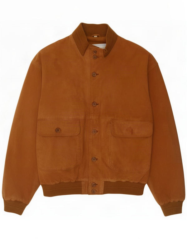 Vintage Mens Suede Bomber Jacket UK 42 XL Brown Leather