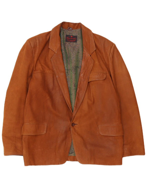 Vintage Mens 1 Button Leather Blazer Jacket IT 52 Large Brown