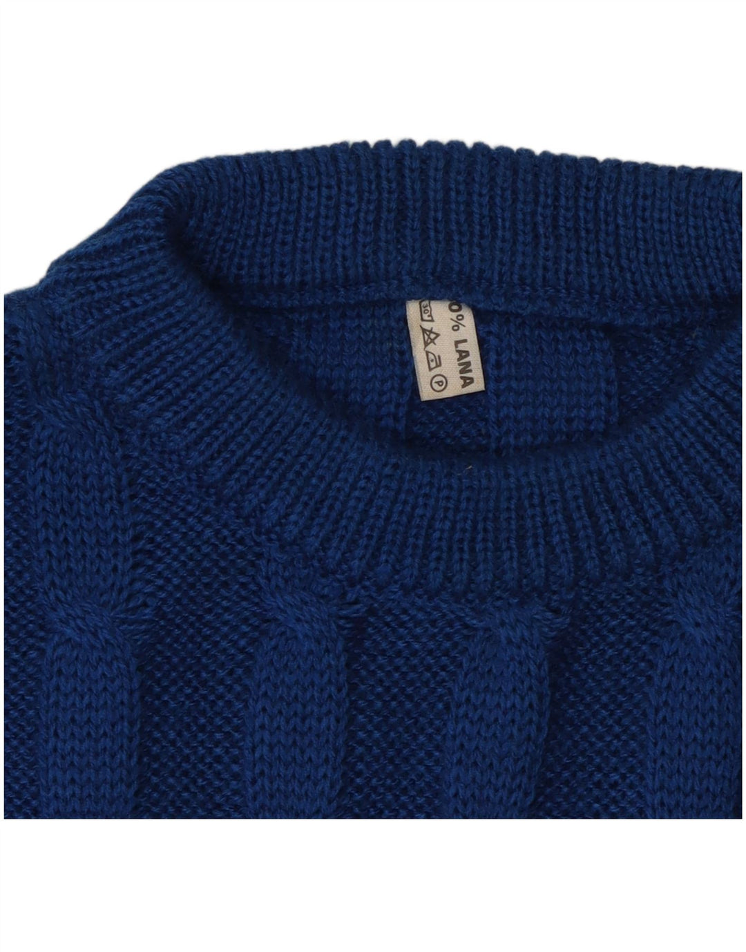 VINTAGE Mens Crew Neck Jumper Sweater Medium Blue Wool