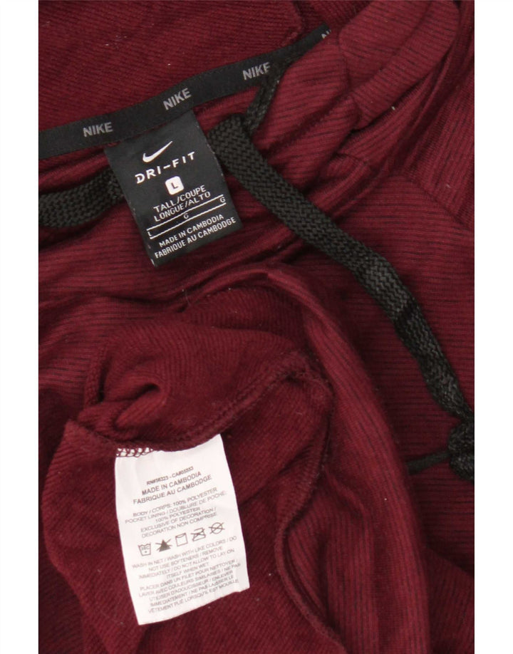Nike Mens Dri Fit Hoodie Jumper Large Burgundy Polyester