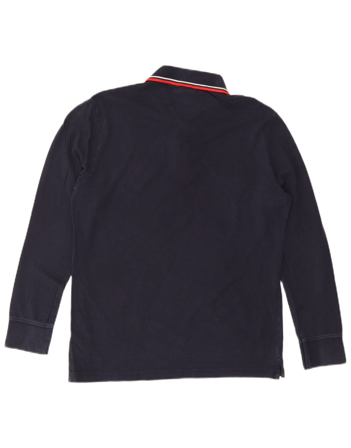 DIADORA Mens Long Sleeve Polo Shirt Large Navy Blue Cotton