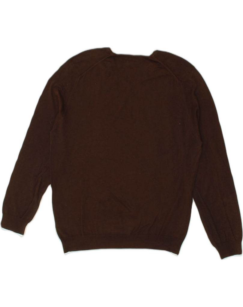 MASSIMO DUTTI Mens V-Neck Jumper Sweater Medium Brown Cotton | Vintage Massimo Dutti | Thrift | Second-Hand Massimo Dutti | Used Clothing | Messina Hembry 