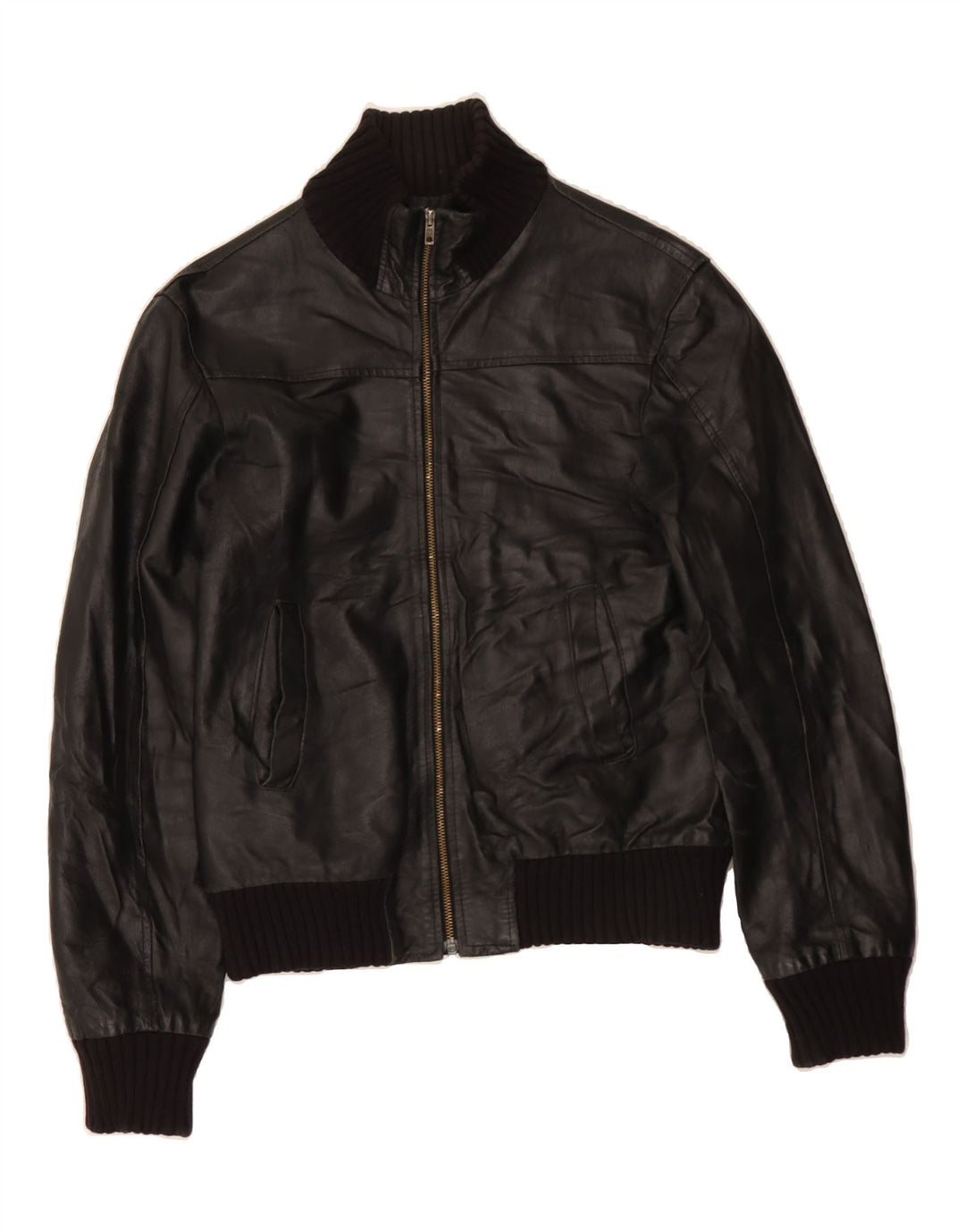 XAGON Mens Leather Jacket UK 34 XS Black Leather