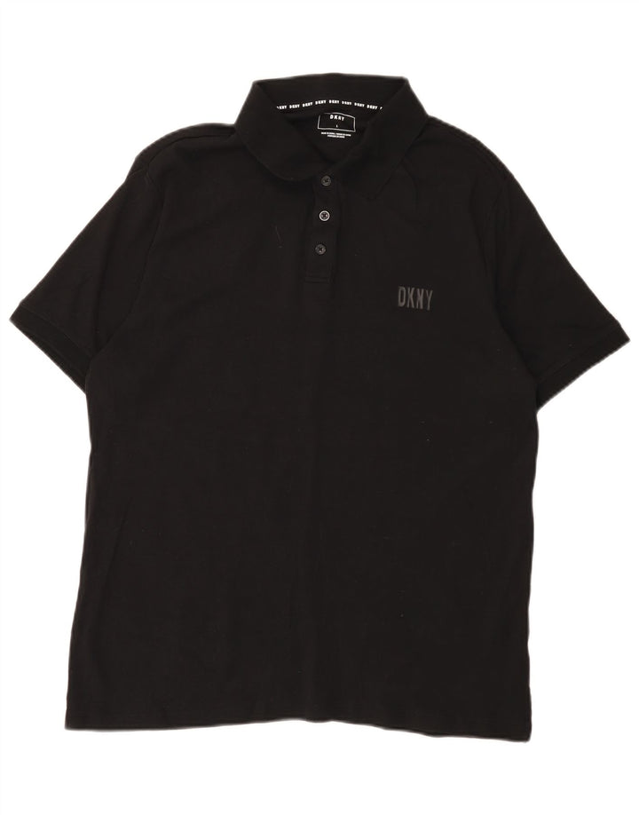 Dkny Mens Polo Shirt Large Black Cotton