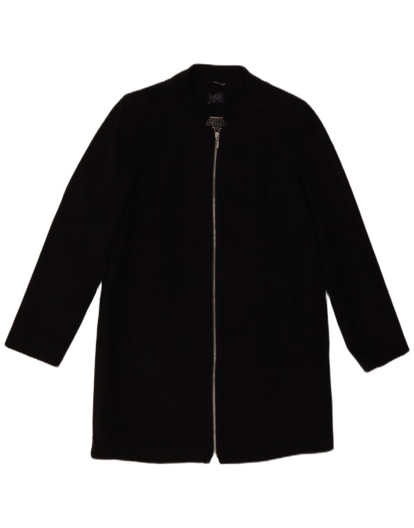 Marks & Spencer Womens Overcoat UK 12 Medium Black Polyester