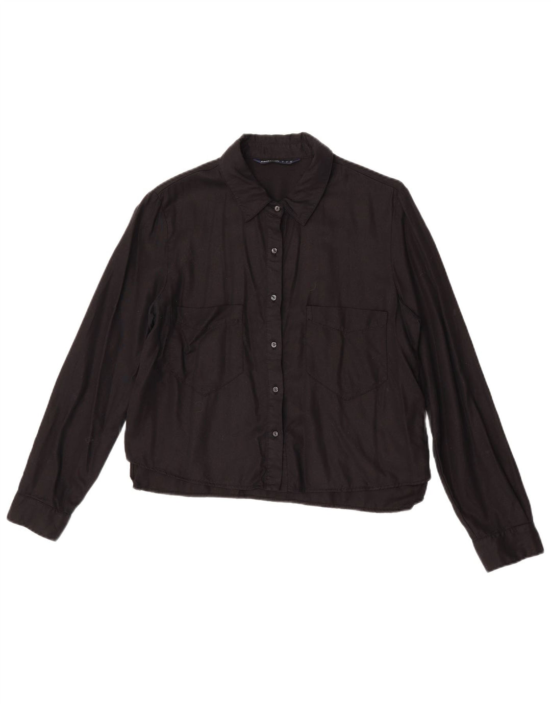 Zara Womens Z1975 Shirt Blouse UK 14 Medium Black Lyocell