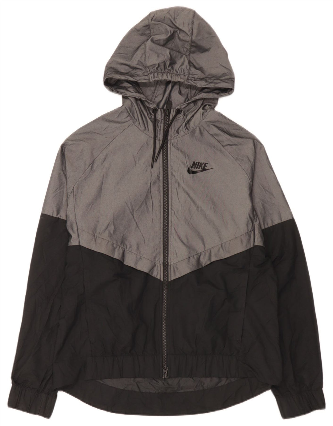 Nike Mens Hooded Rain Jacket UK 38 Medium Grey Colourblock Nylon