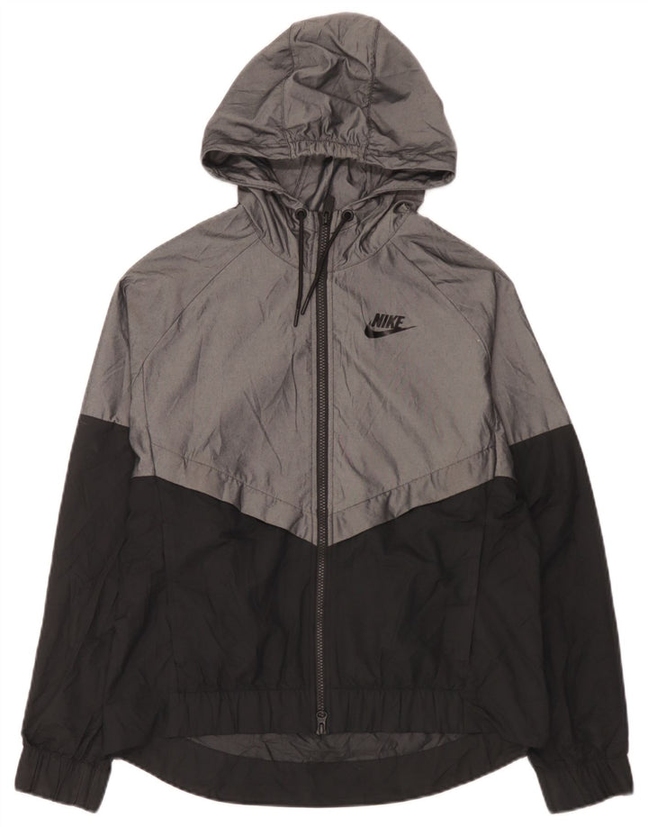 Nike Mens Hooded Rain Jacket UK 38 Medium Grey Colourblock Nylon