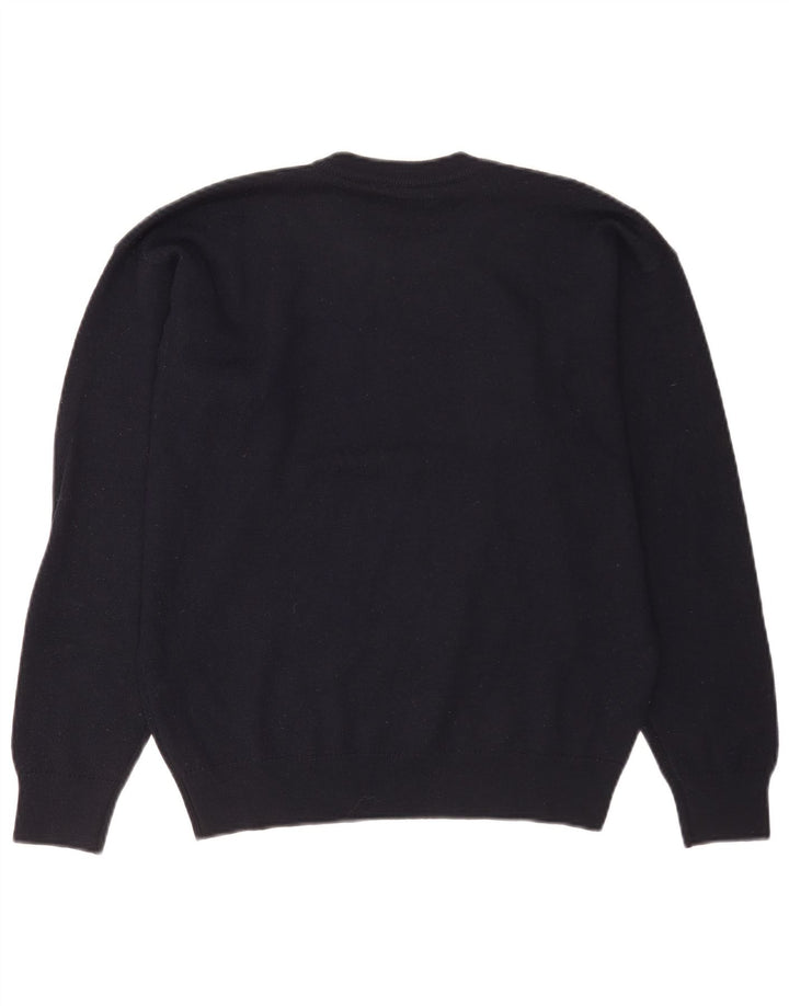 Lacoste Mens Crew Neck Jumper Sweater Size 4 Medium Navy Blue Wool