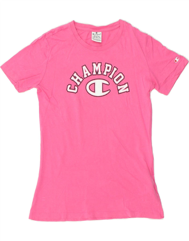 CHAMPION Girls Graphic T-Shirt Top 13-14 Years Medium Pink Cotton | Vintage Champion | Thrift | Second-Hand Champion | Used Clothing | Messina Hembry 