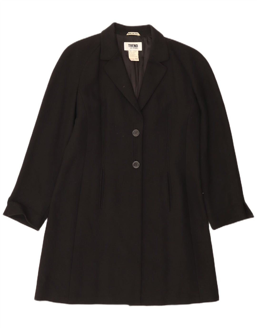 LES COPAINS Womens Overcoat UK 14 Medium Black Viscose