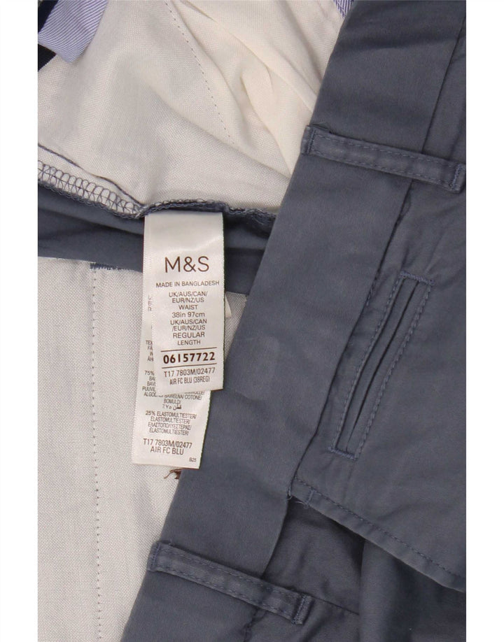 Marks & Spencer Mens Chino Shorts W38 XL Blue Cotton