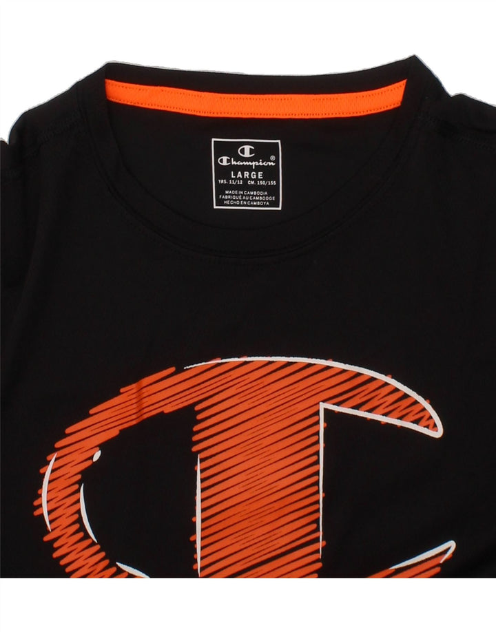 CHAMPION Boys Graphic T-Shirt Top 11-12 Years Large Black Vintage Champion and Second-Hand Champion from Messina Hembry 