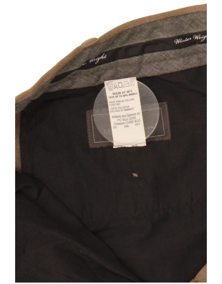 Marks & Spencer Mens Regular Fit Chino Trousers W42 L29 Brown Polyester