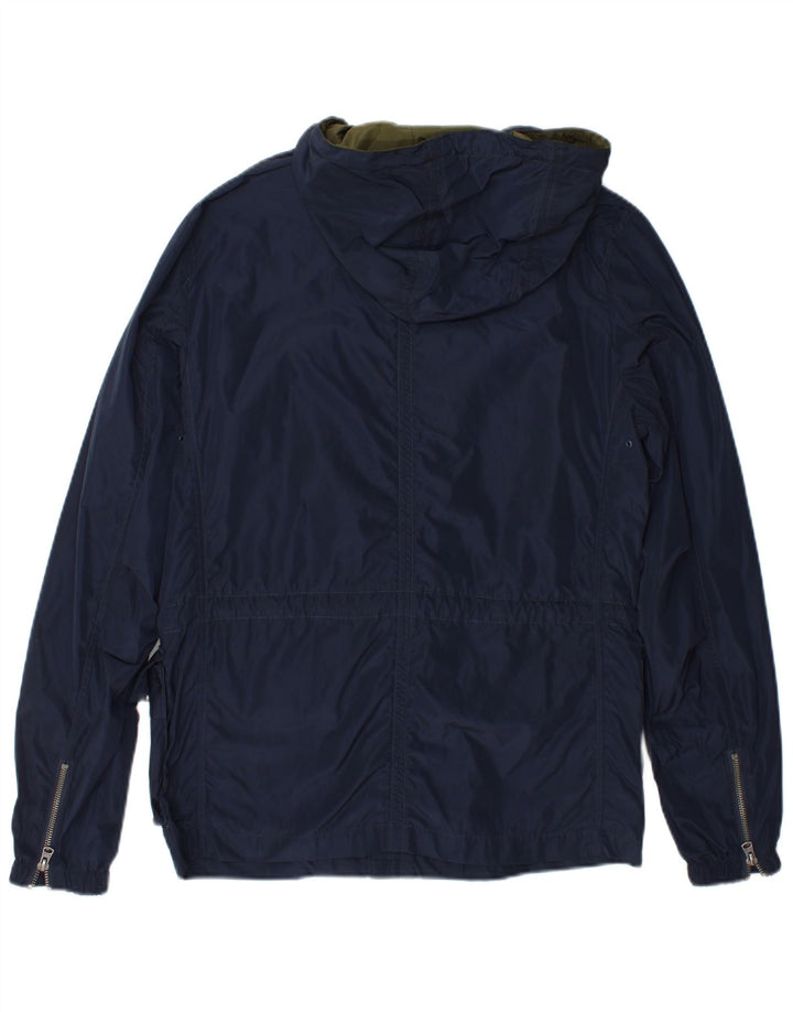 Wrangler Mens Hooded Utility Jacket UK 36 Small Navy Blue Polyester