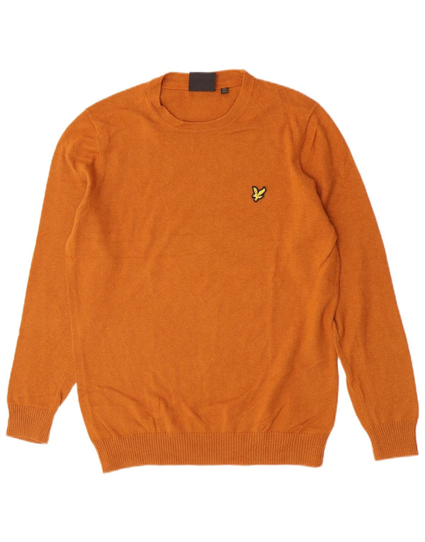 Lyle & Scott Mens Crew Neck Jumper Sweater Medium Orange Cotton