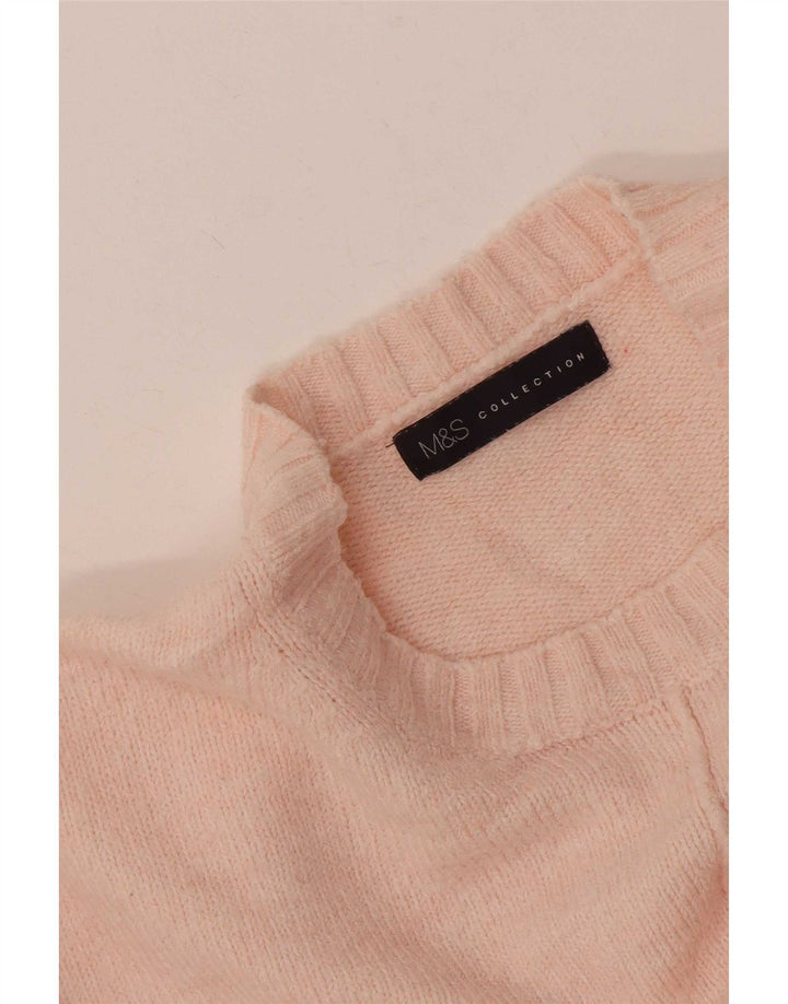 Marks & Spencer Womens Crew Neck Jumper Sweater UK 14 Large Pink