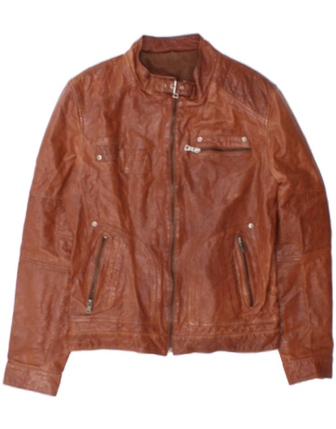 VINTAGE Womens Leather Jacket UK 14 Medium Brown Vintage Vintage and Second-Hand Vintage from Messina Hembry 