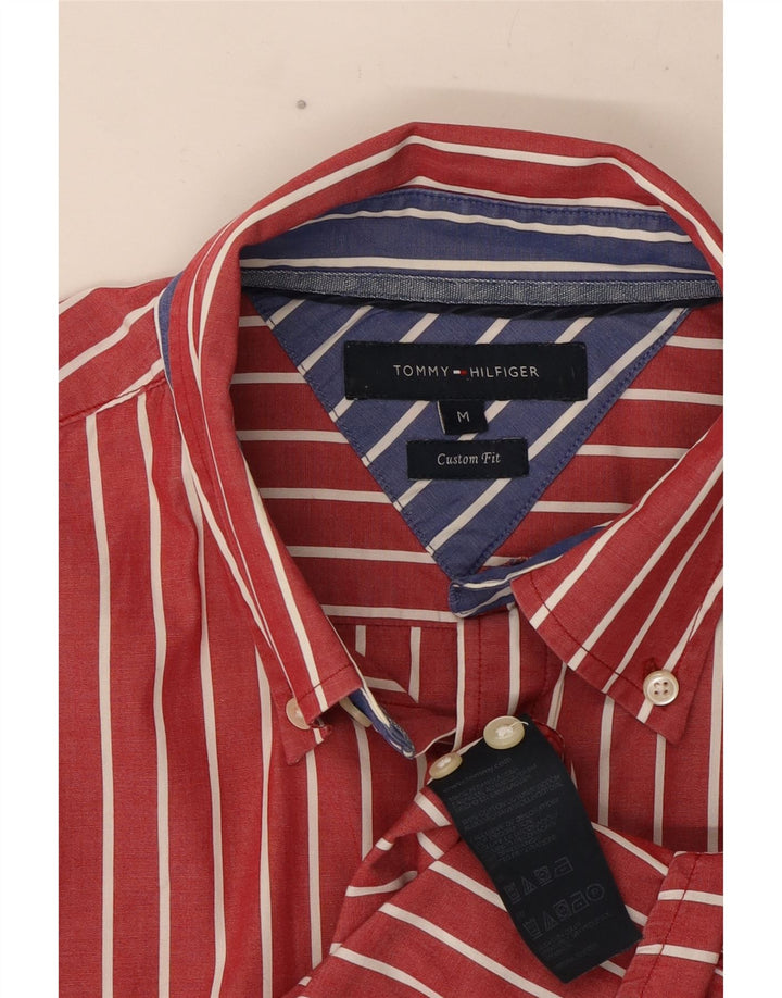 Tommy Hilfiger Mens Custom Fit Shirt Medium Red Pinstripe Cotton