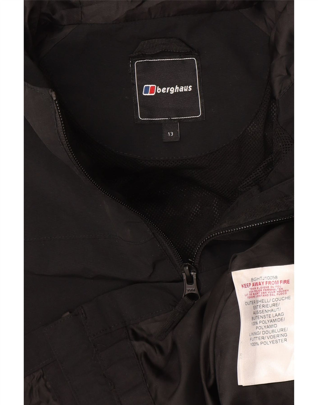 Berghaus Boys Hooded Raincoat 12-13 Years Black Polyamide