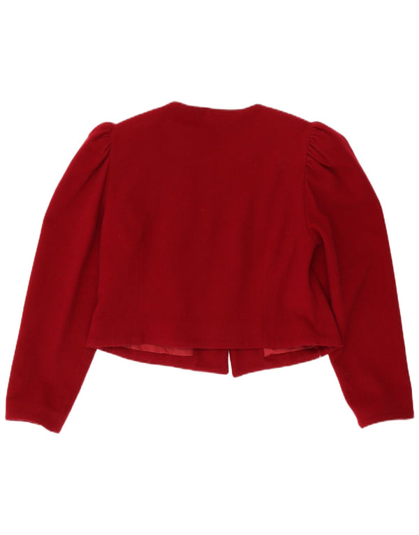Vintage Womens 3 Button Crop Blazer Jacket IT 44 Medium Red Wool