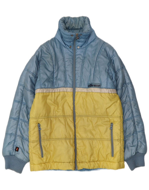 Ellesse Mens Hooded Padded Jacket UK 38 Medium Blue Colourblock Nylon