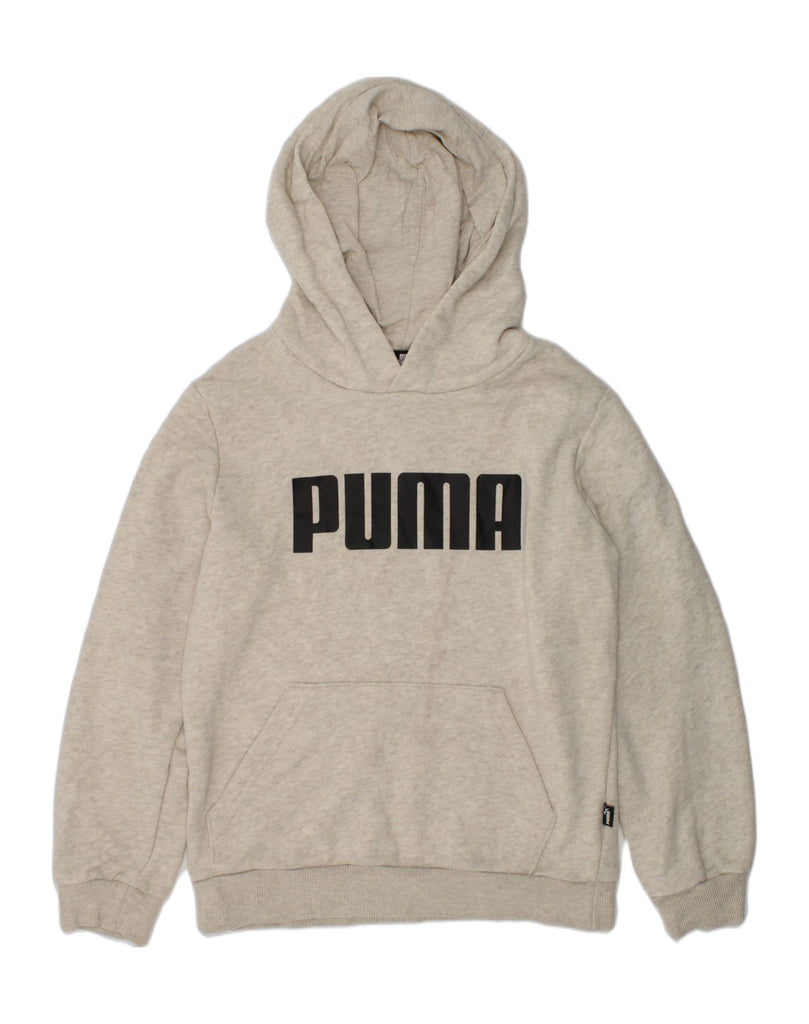 PUMA Girls Graphic Hoodie Jumper 9-10 Years Grey Cotton | Vintage Puma | Thrift | Second-Hand Puma | Used Clothing | Messina Hembry 