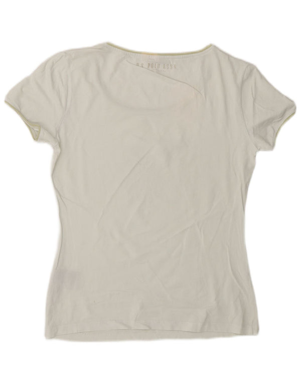 U.S. Polo Assn. Womens Graphic T-Shirt Top UK 10 Small White Cotton