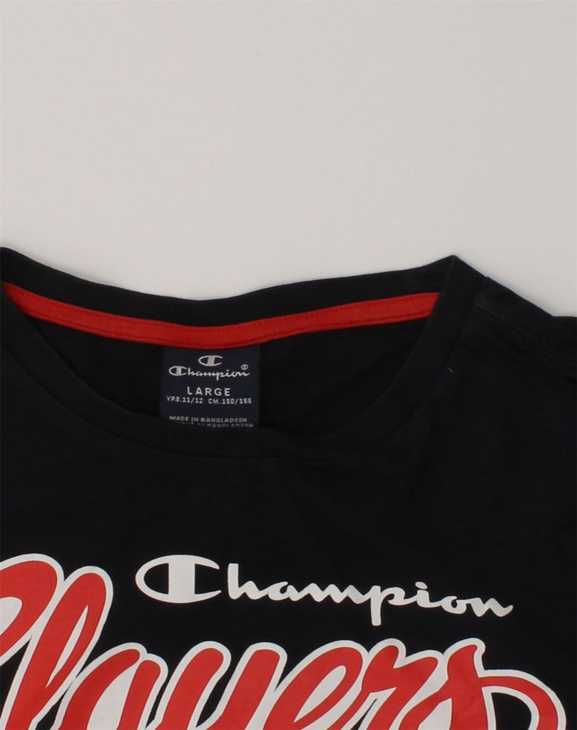 CHAMPION Boys Graphic T-Shirt Top 11-12 Years Large Black Cotton | Vintage Champion | Thrift | Second-Hand Champion | Used Clothing | Messina Hembry 