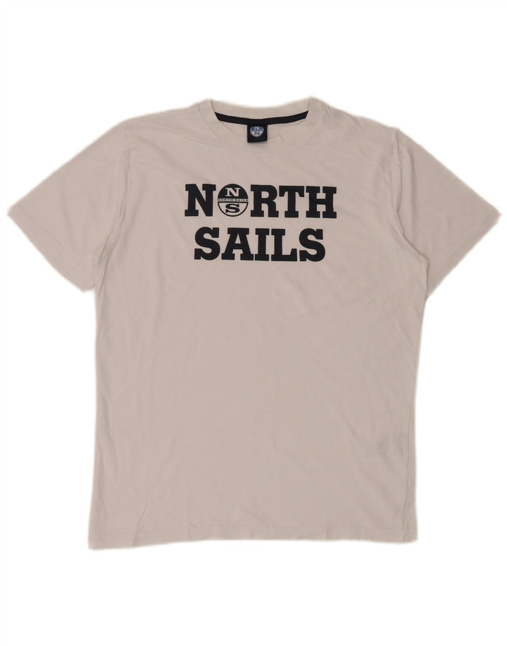 North Sails Mens Graphic T-Shirt Top Small White Cotton