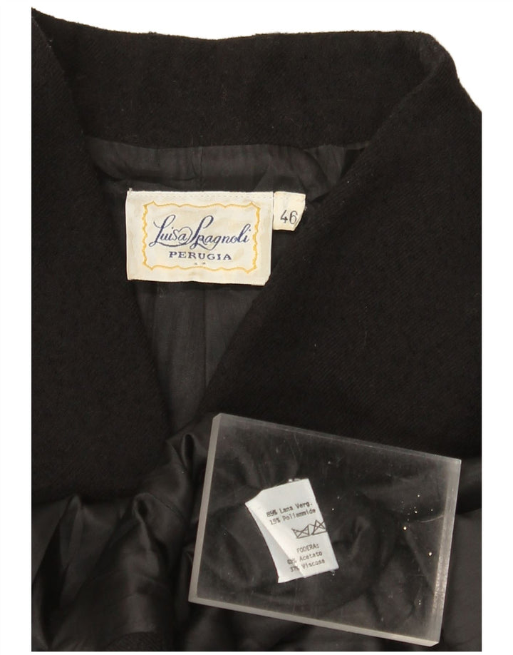 Luisa Spagnoli Womens 3 Button Blazer Jacket IT 46 Large Black Wool