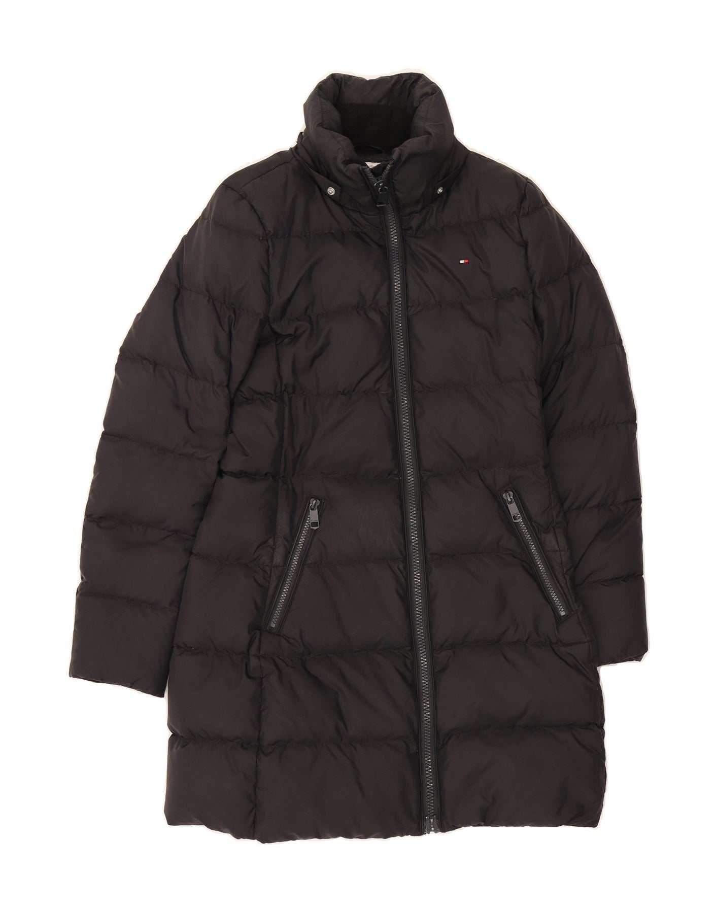 TOMMY HILFIGER Womens Padded Coat UK 10 Small Black Polyester Vintage Tommy Hilfiger and Second-Hand Tommy Hilfiger from Messina Hembry 