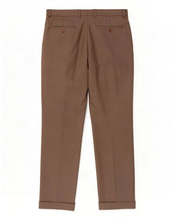 Marks & Spencer Mens Pegged Suit Trousers W34 L31 Brown Wool