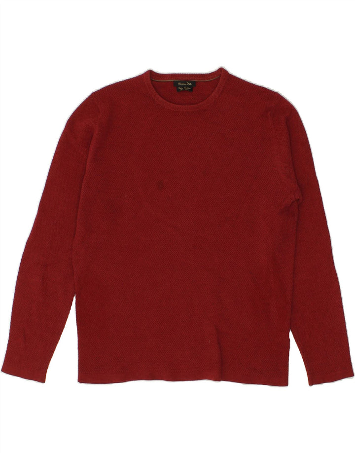 MASSIMO DUTTI Womens Crew Neck Jumper Sweater UK 14 Medium Red Cotton Vintage Massimo Dutti and Second-Hand Massimo Dutti from Messina Hembry 