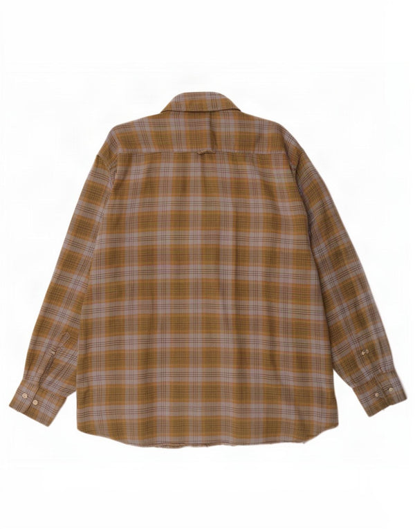 Barbour Mens Flannel Shirt Large Khaki Check Cotton