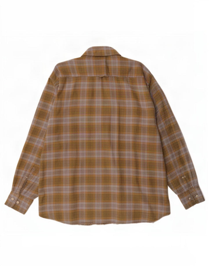 Barbour Mens Flannel Shirt Large Khaki Check Cotton