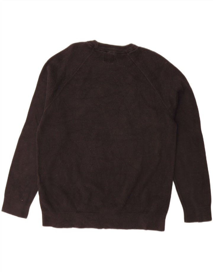 ZARA Mens Crew Neck Jumper Sweater Medium Brown Cotton