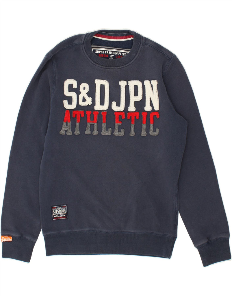 SUPERDRY Mens Graphic Sweatshirt Jumper Small Navy Blue Cotton | Vintage Superdry | Thrift | Second-Hand Superdry | Used Clothing | Messina Hembry 