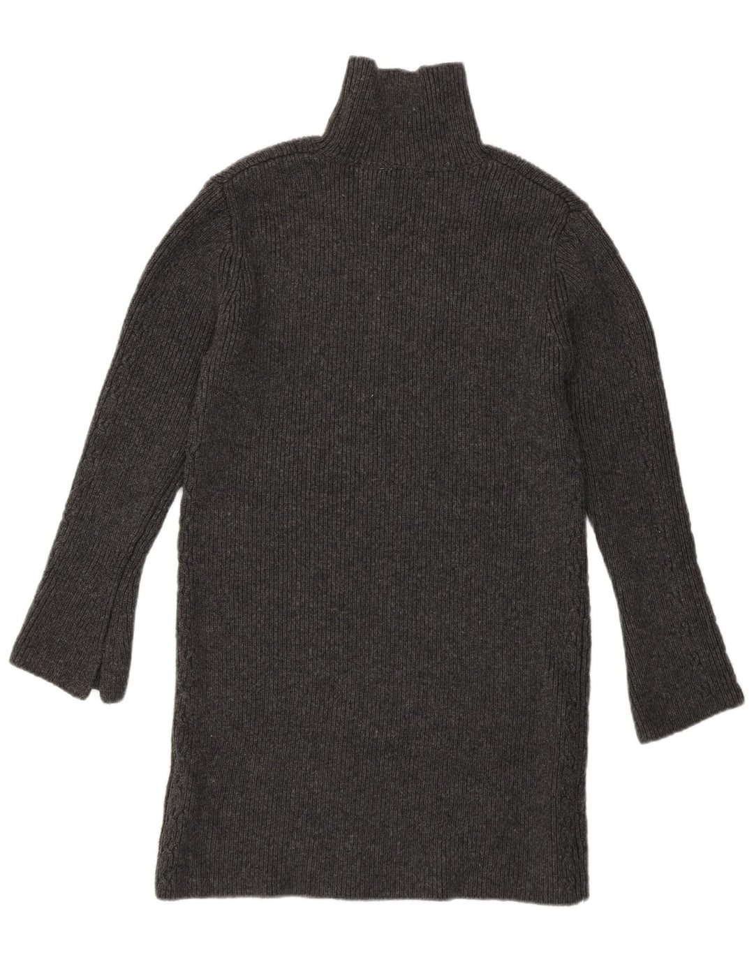 Zara Womens Longline Roll Neck Jumper Sweater UK 8 Small Grey Acrylic