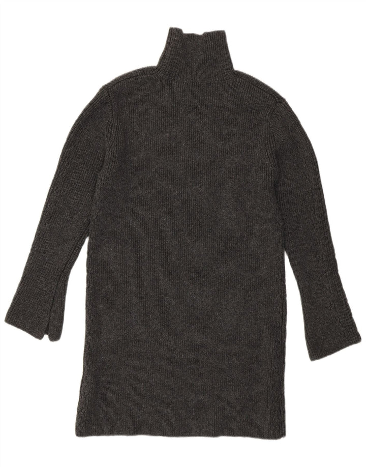 Zara Womens Longline Roll Neck Jumper Sweater UK 8 Small Grey Acrylic