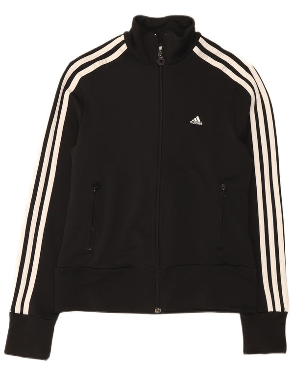 Adidas Womens Tracksuit Top Jacket UK 14 Medium Black Polyester
